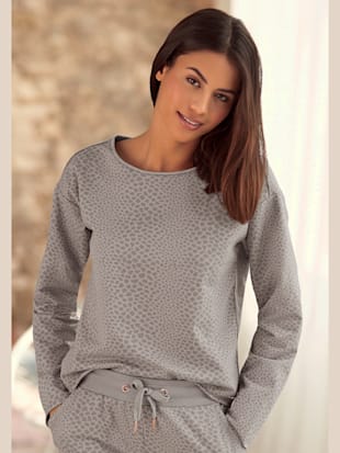 Sweat-shirt manches longues confortables, coupe légèrement raccourcie - LASCANA - Taupe