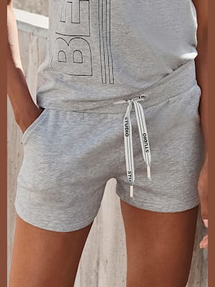 Short décontracté short sportif avec logo sur la jambe - Bench. - Gris
