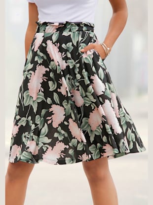 Jupe estivale jupe taille haute tendance - Buffalo - Noir-rose Imprimé