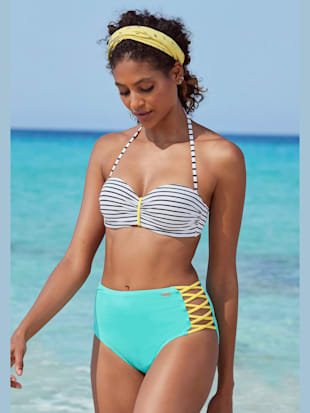 Haut de bikini bandeau à armatures détails contrastés tressés - Venice Beach - Noir-blanc-citron Ver