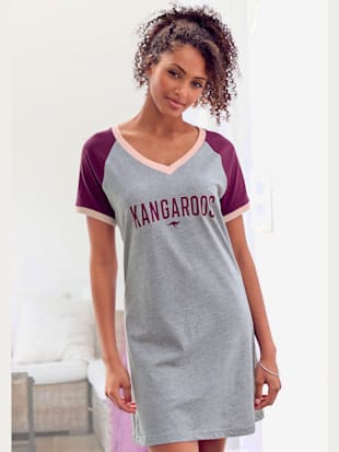 t-shirt de nuit court au style universitaire - kangaroos - bordeaux-gris chiné