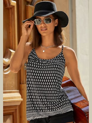 Débardeur spaghetti lot de 2 hauts spaghetti lascana - LASCANA - Noir À Motifs, Noir Uni