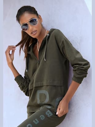 Sweatshirt avec glissière et capuche - Bench. - Vert Foncé