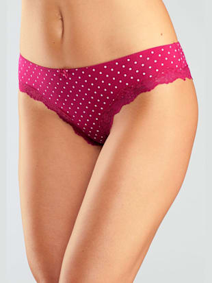 Lot de 3 slips brésiliens lascana - LASCANA - Rouge À Rayures, Uni, À Pois