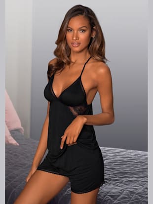 Haut babydoll haut pour dormir avec col v profond - LASCANA - Noir