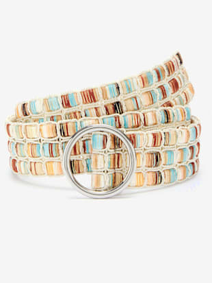 Ceinture+hanches+ceinture+aux+delicats+reflets+couleur+or+avec+boucle+couleur+argent+-+LASCANA+-+beige-bleu