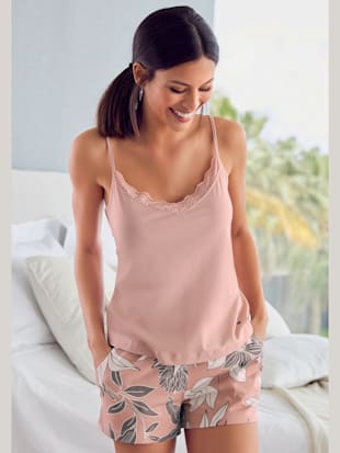 Débardeur avec empiècement en dentelle à l'encolure en v - LASCANA - Vieux Rose