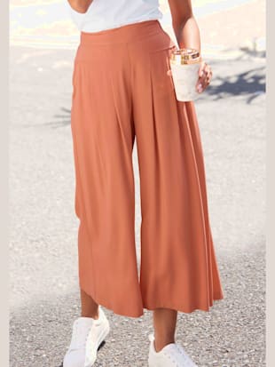 jupe culotte large ceinture avec élastique au dos - lascana - pêche
