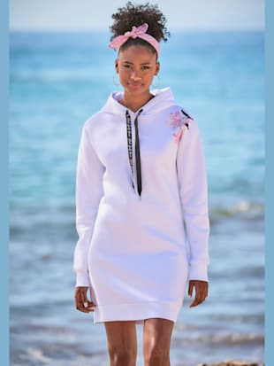 Robe en matière sweat robe sweat décontractée, capuche et coulisse - Bench. - Blanc