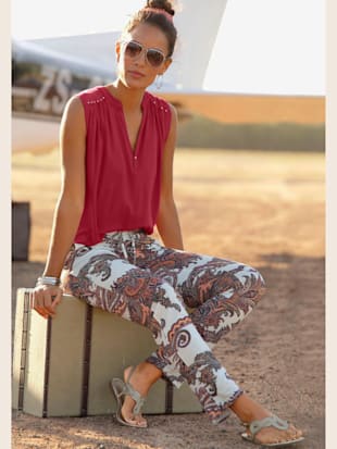 Débardeur col v à bordure - LASCANA - Rouge Foncé