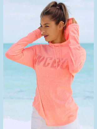 T-shirt à capuche t-shirt à manches longues chiné - Venice Beach - Corail Chiné