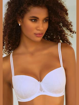 Soutien-gorge balconnet en fine dentelle florale - LASCANA - Blanc