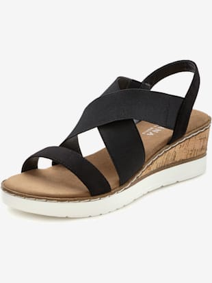 Sandales brides élastiques pour faciliter l'enfilage - LASCANA - Noir