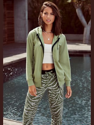 Veste sweat confortable à capuche - LASCANA - Kaki