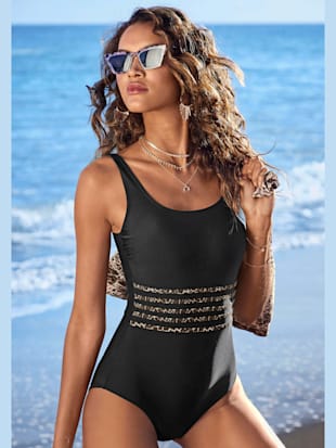 Maillot de bain rayures léopard modernes - LASCANA - Noir Léopard