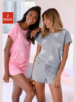 pyjama court sport en lot de 2 - arizona - gris, rose