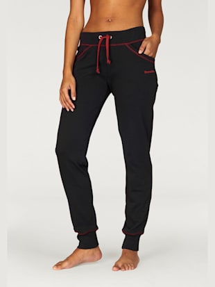Pantalon détente sportif avec poches fendues - Bench. - Noir-rouge Rubis