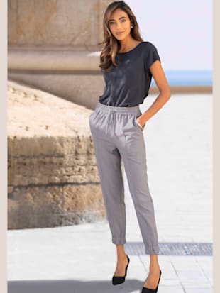 Pantalon ceinture élastique avec lien à nouer - LASCANA - Gris