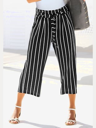 jupe-culotte légère rayée ou noire - lascana - noir-blanc à rayures
