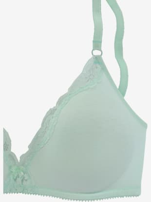 Soutien-gorge bralette sans armatures, bonnets préformés sans couture - petite fleur - Menthe + Blan