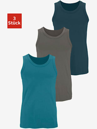 Lot de 3 débardeurs pour homme - H.I.S - Pétrole Foncé, Gris Foncé, Pétrole