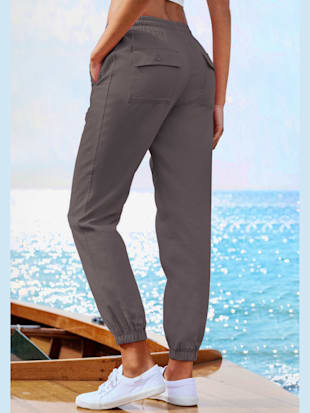 Pantalon+ceinture+elastique+avec+lien+à+nouer+-+LASCANA+-+anthracite