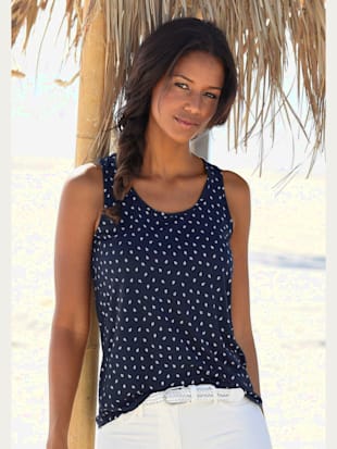 Débardeur petit imprimé feuilles - LASCANA - Marine À Motifs, Blanc À Motifs