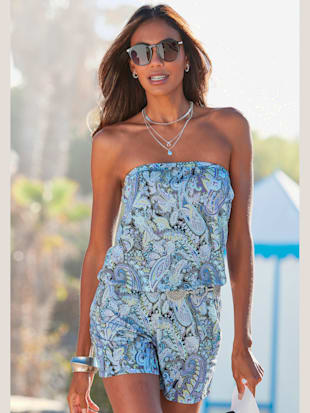 Combinaison bandeau élastique à l'encolure - LASCANA - Bleu Imprimé