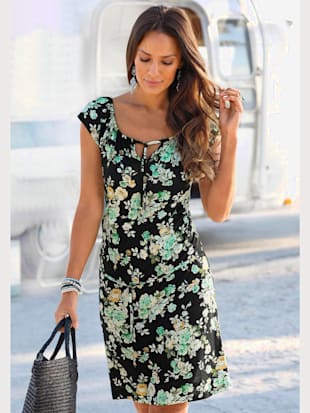robe d'été élastique à l'encolure - s.oliver - noir-vert