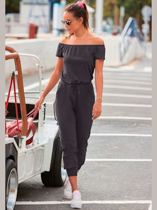 Combinaison encolure carmen avec manches courtes - Venice Beach - Anthracite