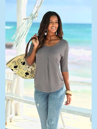 T-shirt lascana avec joli imprimé à pois - LASCANA - Taupe À Pois