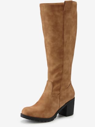 Bottes pour jambe large talon bottier confortable et tige large - LASCANA - coloris chamois