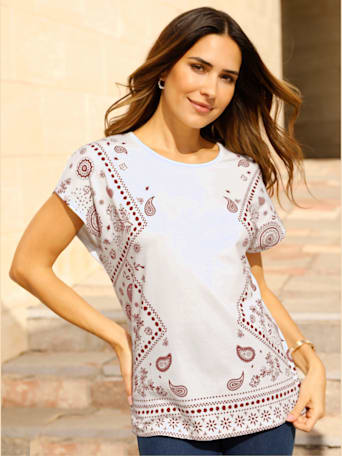 T-shirt à encolure ronde mancherons tendance