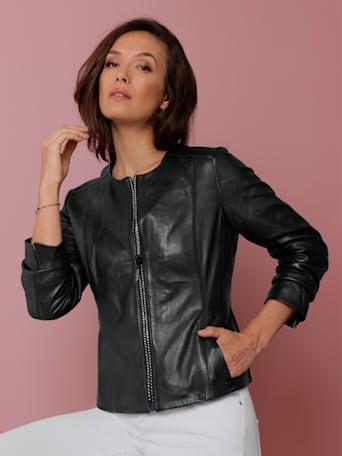 Blazer en cuir pur cuir d'agneau nappa - Mainpol - noir