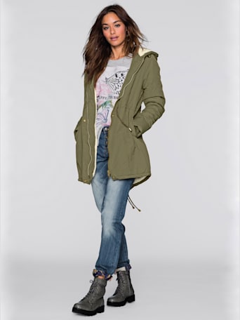 Parka 64% coton -  - vert olive