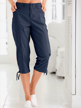 Corsaire sportif ceinture élastique cotelée - Collection L - marine