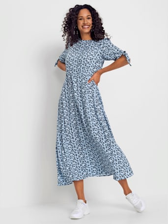 Robe à fleurs viscose (ecovero) -  - bleu clair-noir imprimé