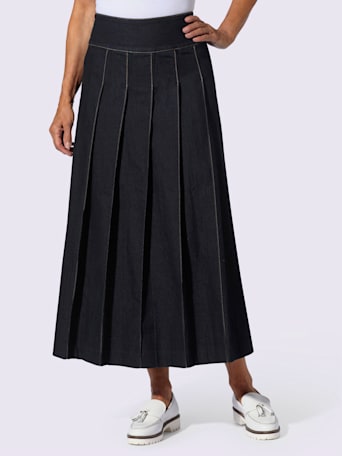 Jupe en jean petite glissière latérale avec bouton