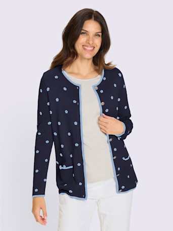 Veste en tricot jacquard fleurs en jacquard