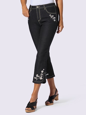 Jean 7/8 superbe broderie florale