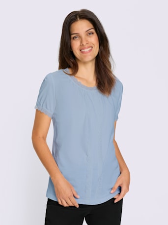 T-shirt traditionnel empiècement en dentelle