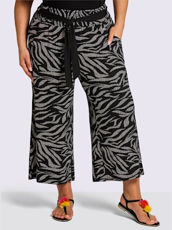 Pantalon large - Sheego - noir-écru imprimé