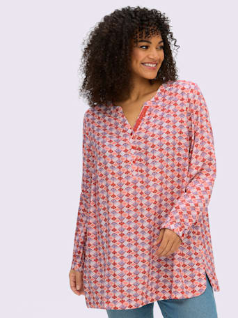 Tunique motif graphique - Sheego - blanc-fraise imprimé