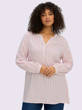 Tunique viscose - Sheego - blanc-fraise à rayures