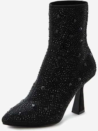 Bottines à talon haut petites pierres fantaisie pour une allure glamour - LASCANA - noir