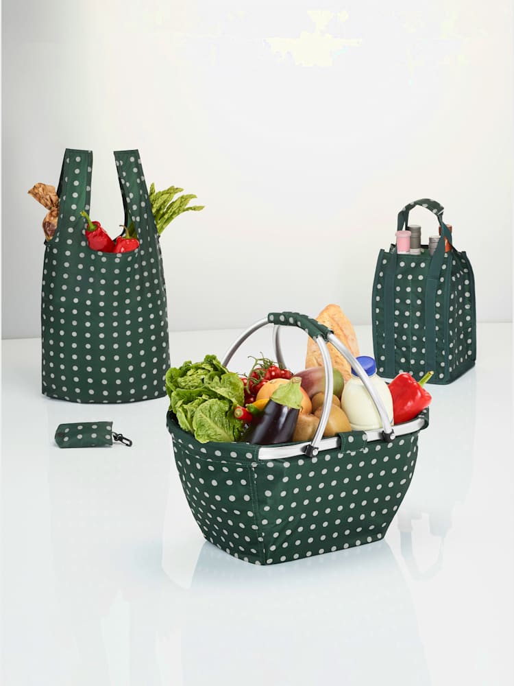 Sacs supermarché 3 pièces panier pliable, sac bouteille et sac pliant en kit pratique