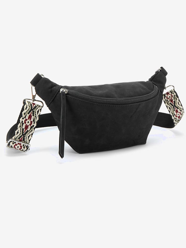 Sac banane tendance en matière douce avec petites poches intérieures et ceinture en tissu