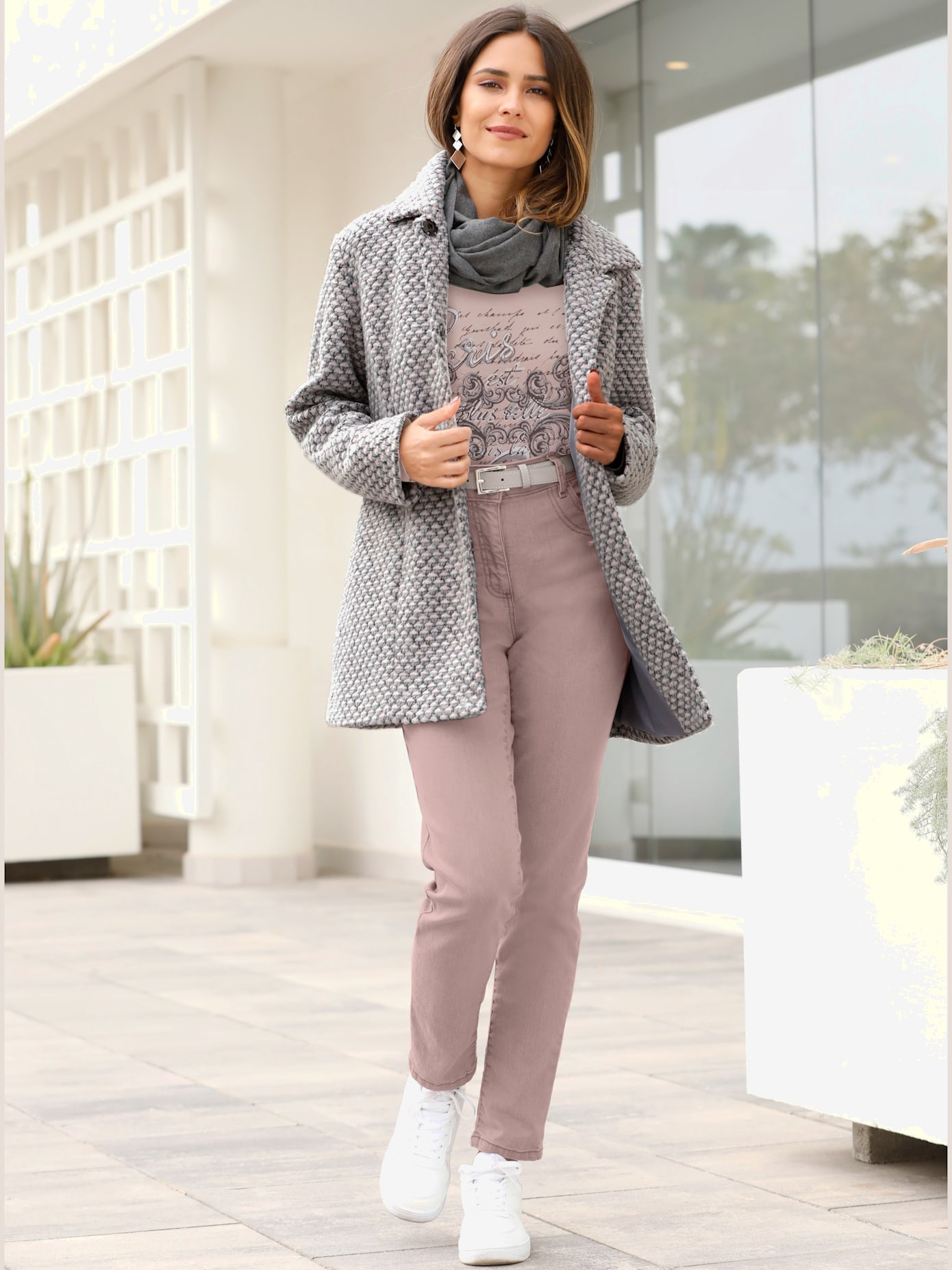 Manteau , gris-rose, taille 54 - MODA VILONA - Mode Femme et Homme