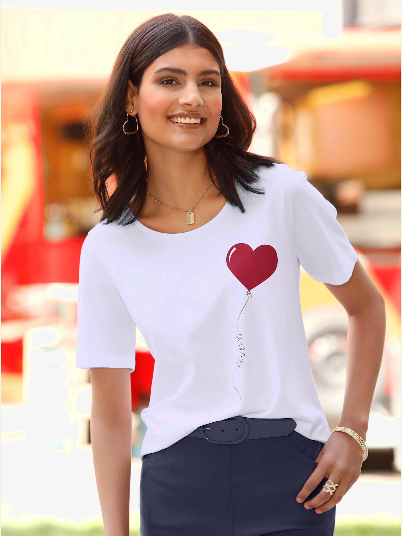 T-shirt imprimé en forme de cœur , blanc, taille 56 - MODA VILONA - Mode Femme et Homme