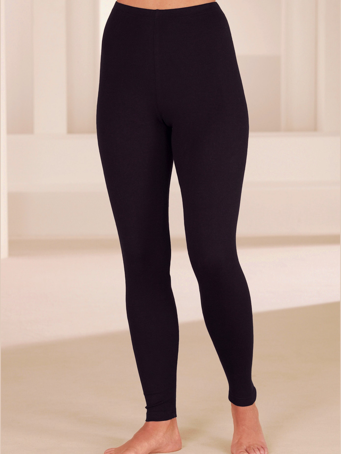 Sous-vêtement pour femme, long côtes fines , noir, taille 48 - MODA VILONA - Mode Femme et Homme